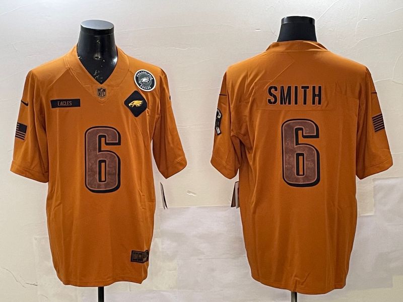 Men Philadelphia Eagles #6 Smith Yellow Nike 2025 Salute to Service Limited NFL Jersey style 4